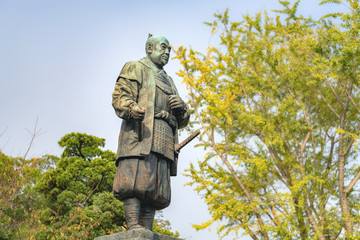 Naklejka premium 岡崎城 徳川家康像