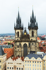 Fototapeta premium Aerial view of old town of Prague