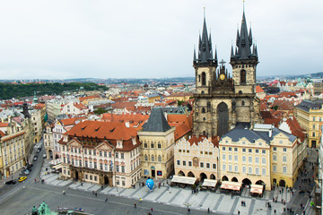 Fototapeta premium Aerial view of old town of Prague