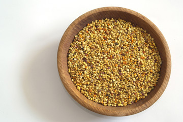 bee pollen on a white background