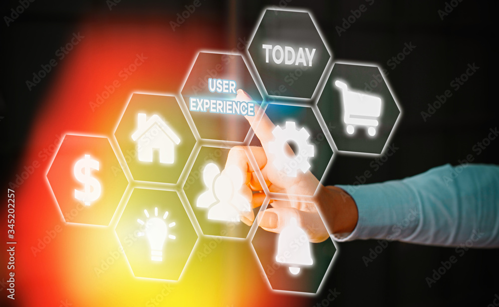 Poster conceptual hand writing showing user experience. concept meaning using website especially in terms h