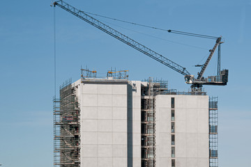 Building fine detail. New mobile work platform added on the new Multistory Unit building under...