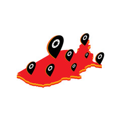 Coronavirus infection in USA. USA map with random microbe cell symbols.