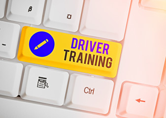 Word writing text Driver Training. Business photo showcasing prepares a new driver to obtain a...