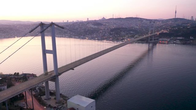15 Temmuz Sehitler Bridge Sunrise Aerial Drone View at Covid-19 Isolation Days