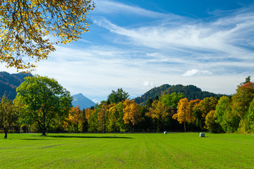 Fototapeta na wymiar Sunny autumn day in Bavarian Alps, Germany