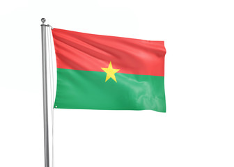 Fototapeta na wymiar Burkina Faso flag waving isolated on white 3D illustration