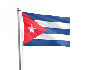 Cuba flag waving isolated on white 3D illustration