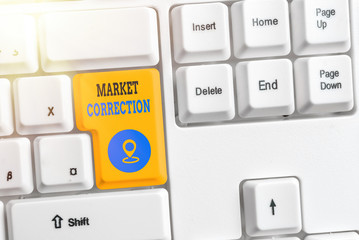 Text sign showing Market Correction. Business photo text When prices fall 10 percent from the 52 week high