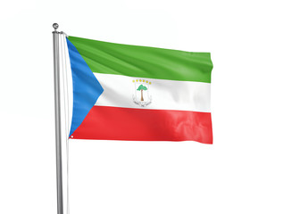 Fototapeta na wymiar Equatorial Guinea flag waving isolated on white 3D illustration