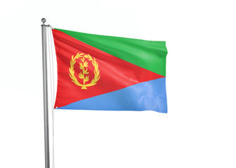 Eritrea flag waving isolated on white 3D illustration