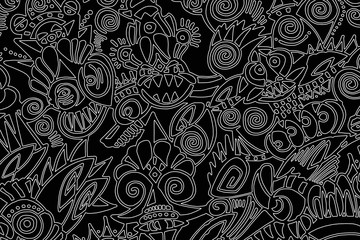 Black and white abstract pattern on black background, abstract design and background	