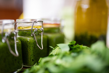 pesto made of wild garlic and olive oil