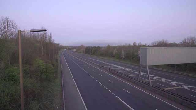 Empty motorway during Covid 19 Coronavirus lockdown. Quarantine in Edinburgh, M8, Scotland, UK.