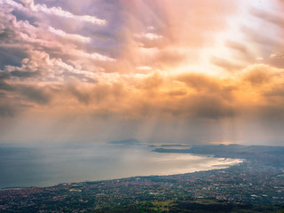 View of Naples from the top of Mount Vesuvius