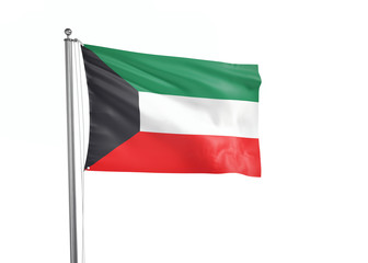 Kuwait flag waving isolated on white 3D illustration