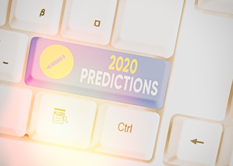 Writing note showing 2020 Predictions. Business concept for list of things you feel that going to...