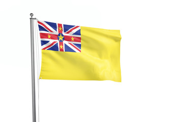 Niue flag waving isolated on white 3D illustration