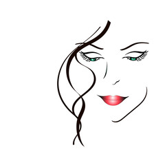 the face of a beautiful girl. vector illustration with contour lines on a white background. image for beauty salons. Spa