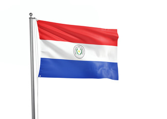 Paraguay flag waving isolated on white 3D illustration
