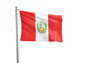 Peru flag waving isolated on white 3D illustration