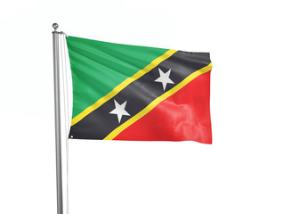 Saint Kitts and Nevis flag waving isolated on white 3D illustration