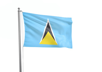 Saint Lucia flag waving isolated on white 3D illustration