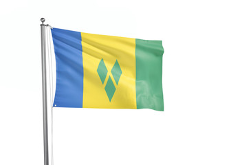 Saint Vincent and the Grenadines flag waving isolated on white 3D illustration