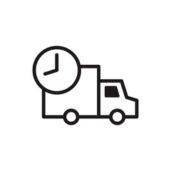 Fast delivery. Fast shipping truck with clock icon. Line style design. Vector graphic illustration. Suitable for website design, logo, app, template, and ui. Editable stroke. EPS 10.