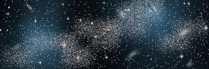 Night sky vector background with star cluster, nebula and galaxies