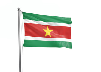 Fototapeta na wymiar Suriname flag waving isolated on white 3D illustration