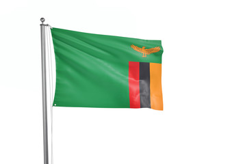 Zambia flag waving isolated on white 3D illustration
