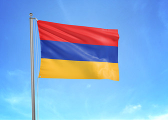 Armenia flag waving sky background 3D illustration