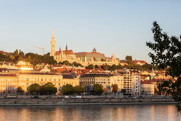 Hungarian Parliament building in the city of Budapest. Budapest at sunrise with clear blue sky. A sample of neo-gothic architecture, Budapest tourist attraction