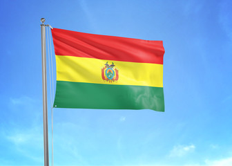 Bolivia flag waving sky background 3D illustration