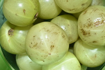Amla (Indian Gooseberry)fruits with selective focus.