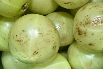 Amla (Indian Gooseberry)fruits with selective focus.