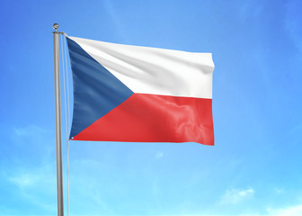 Fototapeta na wymiar Czech Republic flag waving sky background 3D illustration