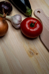 Vegetables composition on wood background