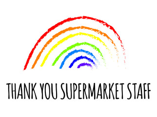 Obraz premium Thank you supermarket staff rainbow vector