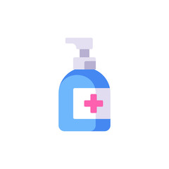 Hand sanitizer bottle illustration. Liquid soap dispenser flat icon