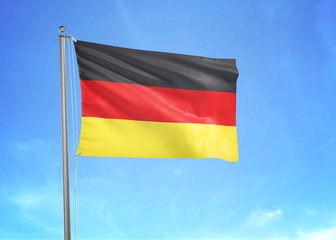 Germany flag waving sky background 3D illustration