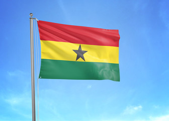 Ghana flag waving sky background 3D illustration