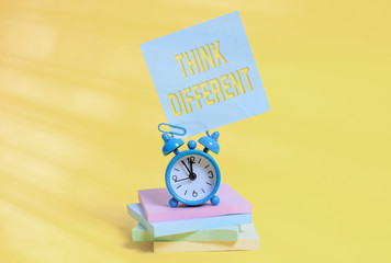Word writing text Think Different. Business photo showcasing be unique with your thoughts or...