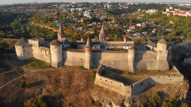 Fortified Walls of Kamianets Podilskyi Castle from Above