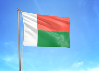 Madagascar flag waving sky background 3D illustration