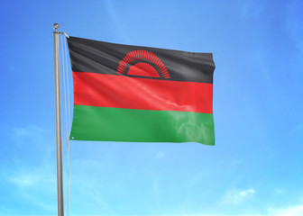 Malawi flag waving sky background 3D illustration
