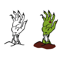 vector illustration on the theme of monsters zombies and halloween.