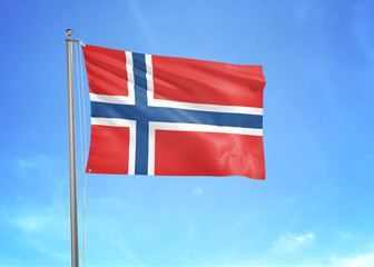 Norway flag waving sky background 3D illustration