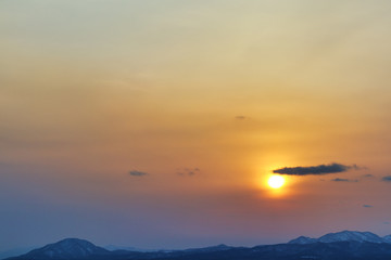 夕日　山　素材